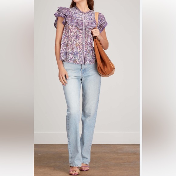 Sea
Rosita Border Print Flutter Sleeve Top - Picture 2 of 9